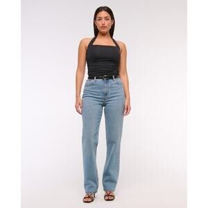 Abercrombie Curve Love 90s Straight Jeans 28 Short High Rise Light Wash NWT